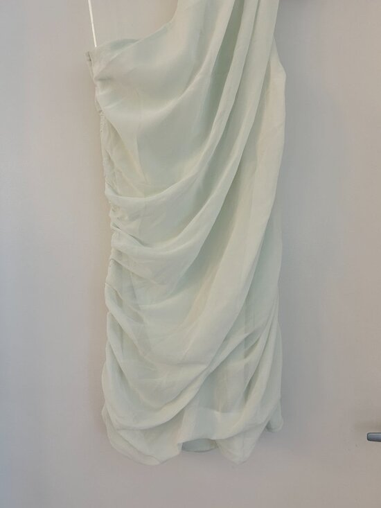 Abercrombie & Fitch One-Shoulder Chiffon Mini Dress Light Mint Green M Tall NWT - Picture 7 of 13